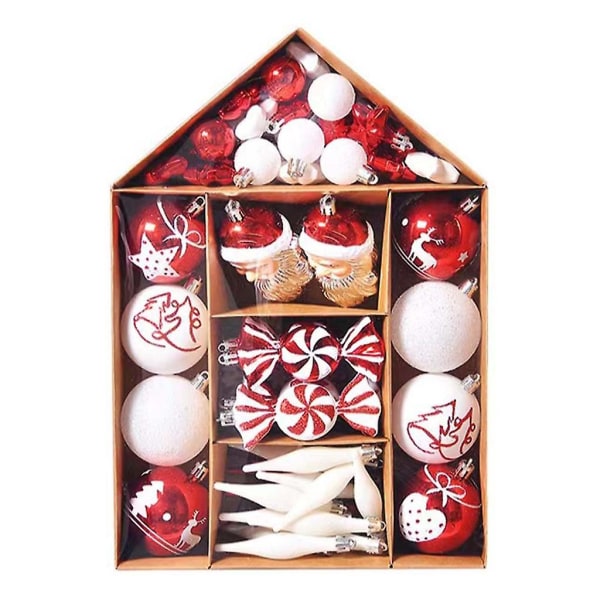 Christmas Bauble House Baubles Box 1 Set Christmas Tree DecorationsRed and white suit