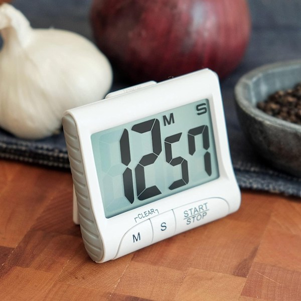 3\" Stor Køkken Timer - Digital Timer Magnetisk Bagside Høj Alarm På Et Reb Tidsstyring Multifunktionel Elektronisk Timer
