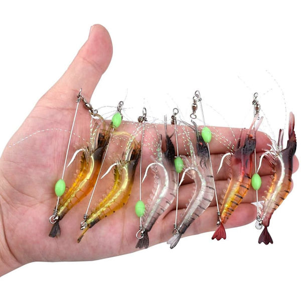 Fiskedrag, 6 kunstige maddikeformede drag, 9 cm / 6 g