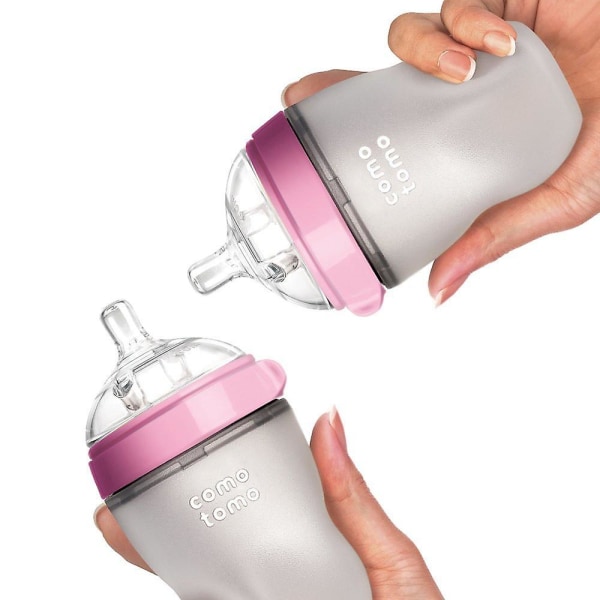Grøn/lyserød silikone sutteflaske 150 ml/250 ml Bpa-fri sutteflasker børns sutteflaske Børn