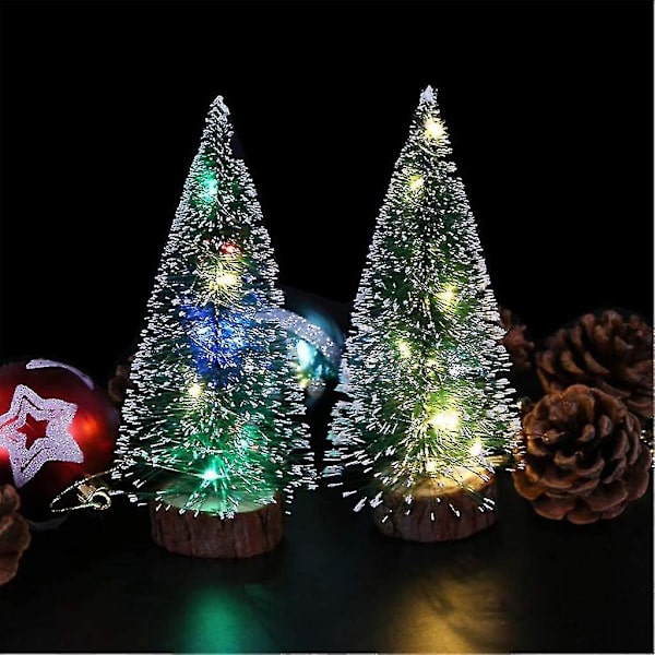 Julepynt Bordpynt Med Led Lys Mini Juletræ Kunstigt Bordplade Julepynt Festlokale Dekoration (15cm)grøn1stk