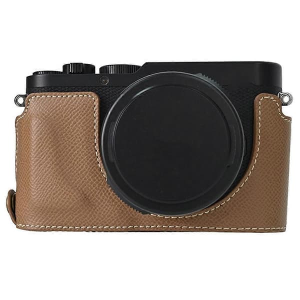 For Leica D-Lux 8 Camera Base with Lens Cap Shoulder Strap PU Leather Protective Case - Brown