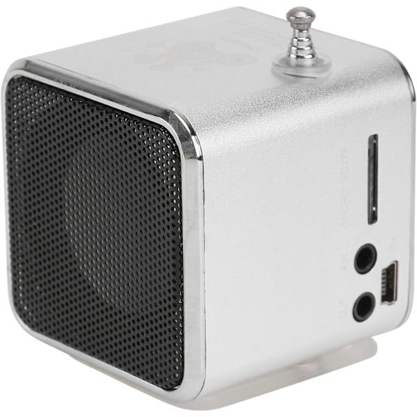 Mini Digital Bærbar Musik MP3/4 Afspiller Disk Højttaler FM Radio (Sølv)