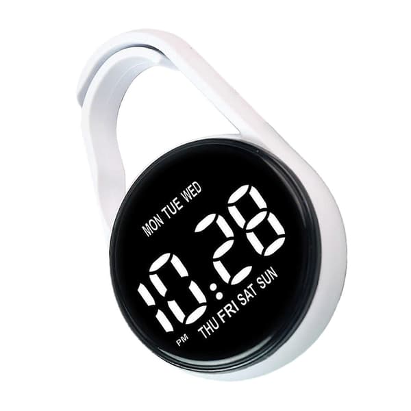 Touchscreen Digital Pocket Watch Keychain Clip for Students Accurate Time LED Display Electronic Clock Accessories White White