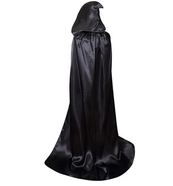 Kappe til død, vampyr, heks, festkostume til voksne og børn, sort kappe