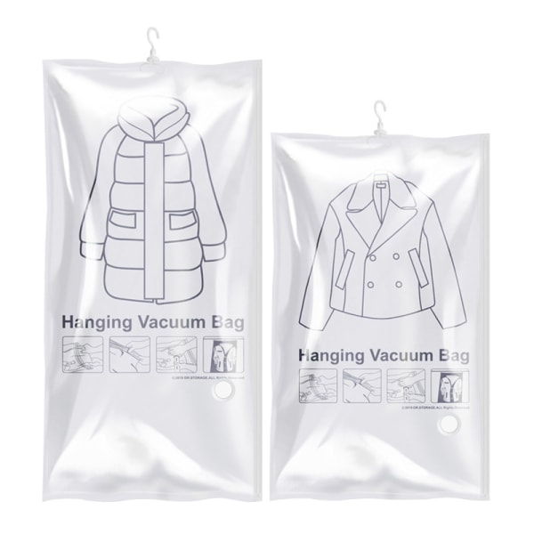 Hanging Vacuum Storage Bags Space Saver Bags for Clothes, Set of 2 (1 Long, 1  Short), Vacuum Sealer Bags for Clothing,