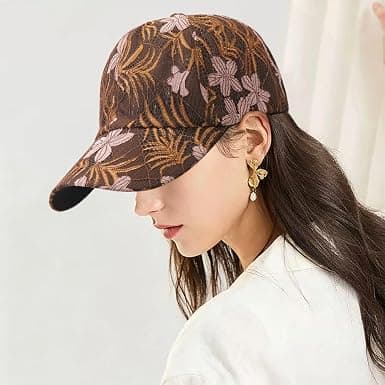 Dame Solhatt Klassisk Mesh Baseballcaps Blondebroderi Solbeskyttelse Brun Brown