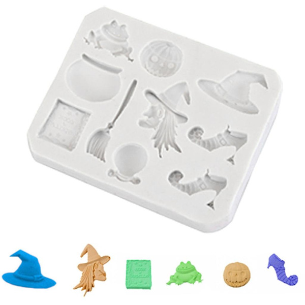 Silikon sjokoladeform hodeskalle flaggermus spøkelse godteri form fondant kake cupcakes hatt kost