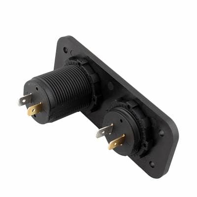 (Hvit) DC LED Digital Voltmeter, Dobbel 2 USB-port Lader for Bil