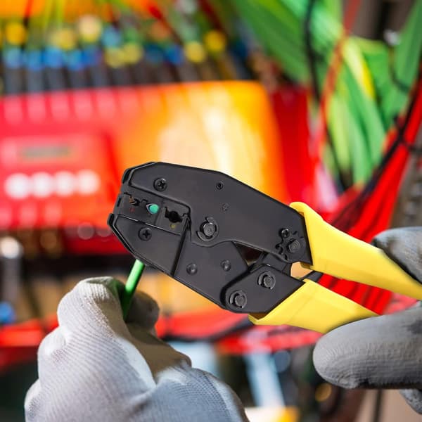 Cable crimping tool, cable crimping tool with 5 interchangeable jaws, ratchet pliers for wire, connection terminals