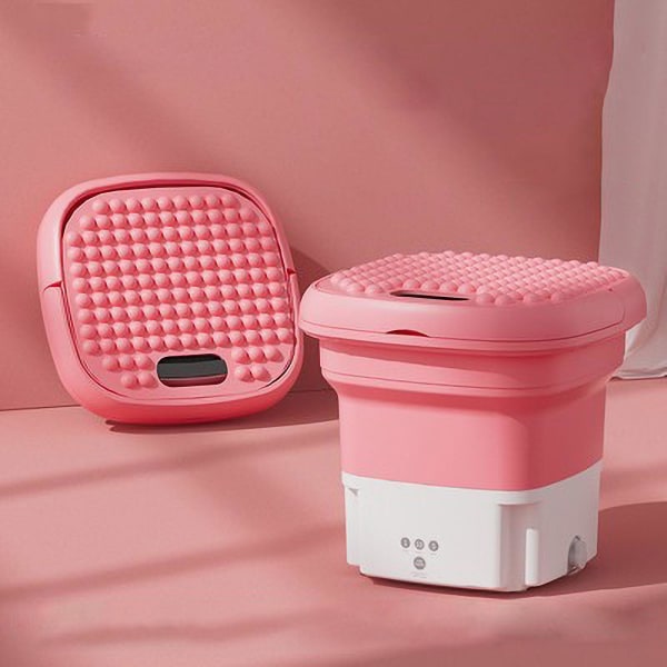 2,8l Sammenleggbar Dehydrering Vaskemaskin Liten Mini Vaskemaskin Rosa Pink