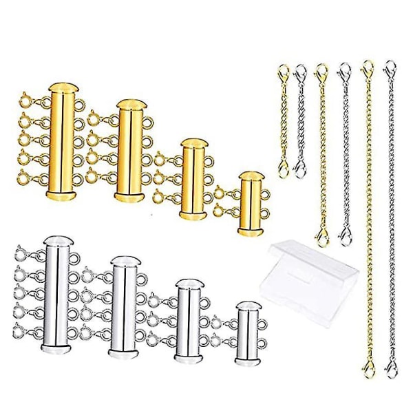 14 stk smykker låser halskjede koblinger skyve lås lås gull sølv