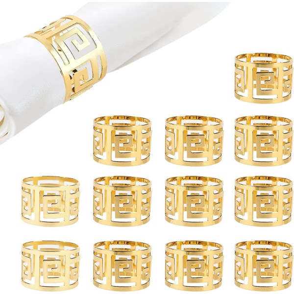 Set med 20 handgjorda metallguld servettringar för födelsedag, middag med levande ljus, semester bordsdekoration, julpartytillbehör, diameter 4,5 (1)