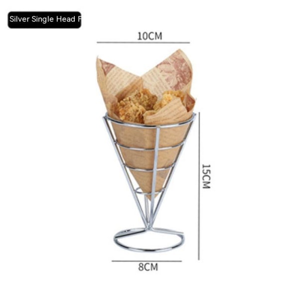 Stativ for pommes frites med dobbel juiceholder, kjegleformet, holder pommes frites, popcorn, grønnsaker, frukt og andre forretter