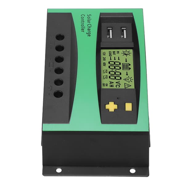 Solar Charge Controller PWM 12V 24V 30A with 2 USB 5V Outputs for RV Boat Accessories