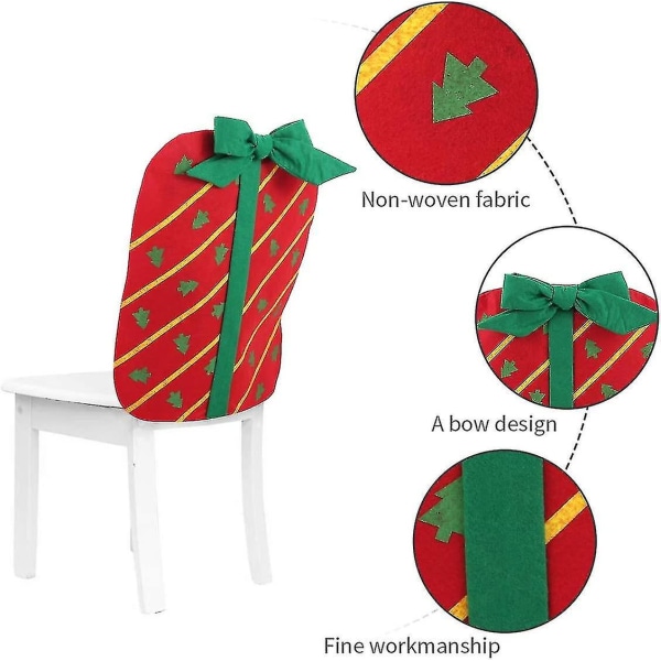 Julstolsöverdrag Jultema Stolsdekorationer Stolsrygg Tygöverdrag Dekoration, Matstolsöverdragssats För Festlig Bankett Köksbord Fest