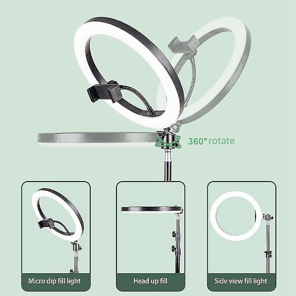 12 Tums Mini Selfie LED Videoringlampa Kompatibel med Telefon Live Foto Fotostudio