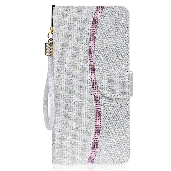 Flip Case Glitter Powder Practical Strap Stylish Wallet Case for Samsung Galaxy S22 5G