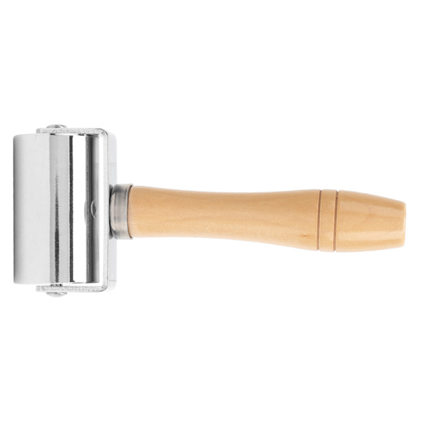 60mm Silver Leather Edge Roller Tool Wooden Handle DIY Leather Craft