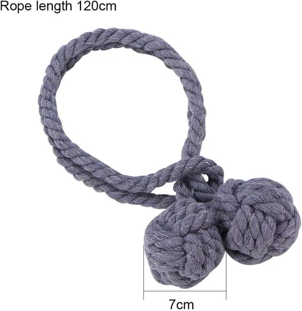 1 Pair Hand-Knitted Natural Cotton Curtain Tie-Backs with Double