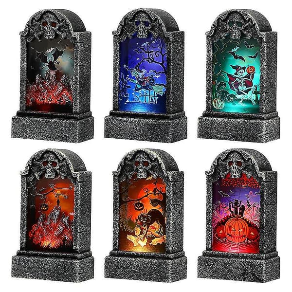 6 pcs Halloween Gravestone Lamp For Halloween Decorations
