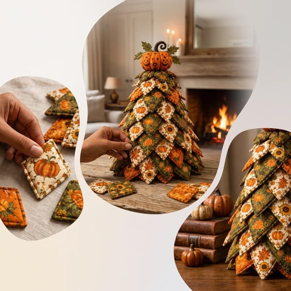 DIY Halloween Quilted Fabric Tree Kit, 3D Sewing Craft Halloween Tree, A A/1 A/1