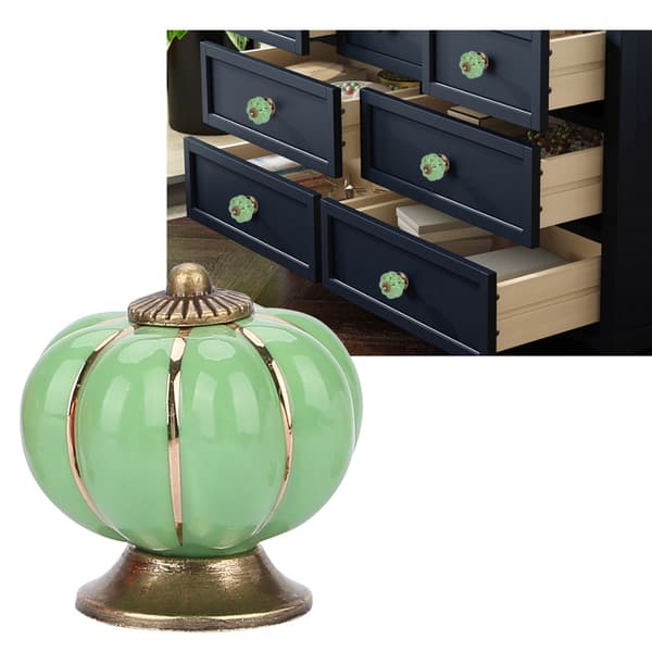 European Style Green Ceramic Pumpkin Knobs - Cabinet Drawer Furniture Handle Pull