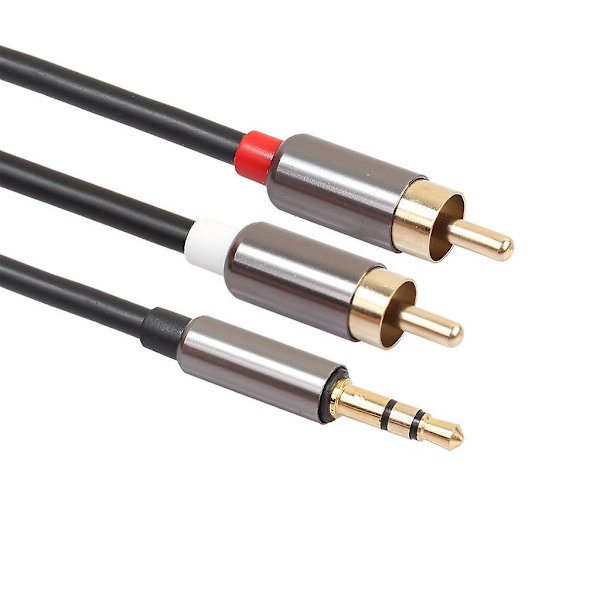 2RCA - 3,5 mm:n urosäätöliitäntä, kultapinnoitettu kuulokeliitäntä, jakaja, musta