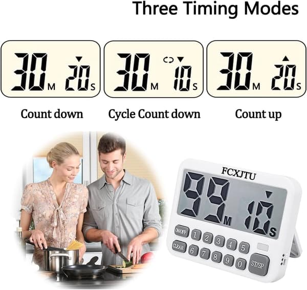 Multifunctional Digital Timer, Interval Timer for Increased Productivity, Countdown Timer for Various Activities, Memory Function for Users