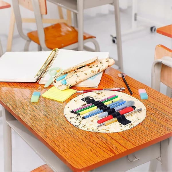 Simulation Pancake Shape Pencil Case Pen Bag Storage Bag Creative Pencil Case Roll Bag Suitable for School and Office Supplies