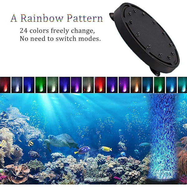 5 Tommer 12leds Akvarium Luftbobbel Lys, Multifarvet Neddykkelig Fisketank Luftsten Disk Lampe Under Vand Bobler Lys Til Fisketanke Og Fiskedam