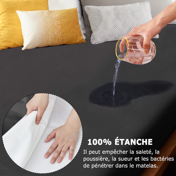 Waterproof mattress protector 90 x 200 cm - Breathable sheet - Protection against moisture - Anthracite grey