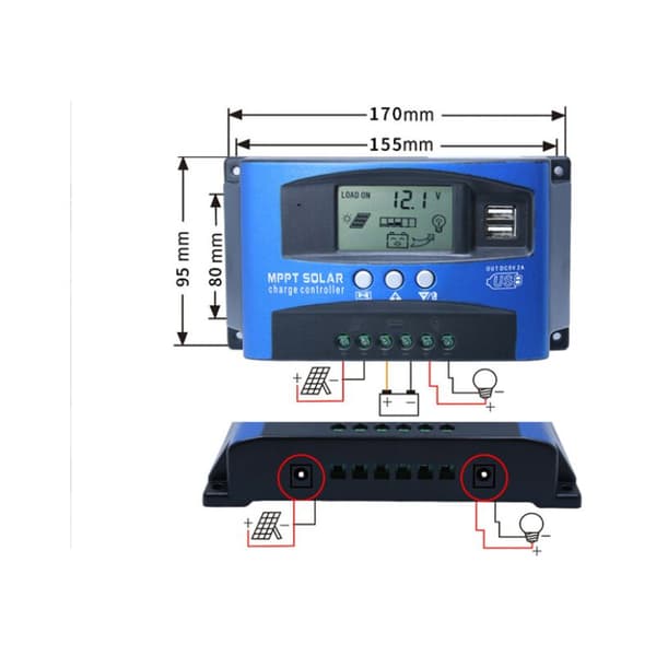 Controh40A solcelleladeenhet, intelligent batteriregulatoroh12V 24V USB solcellepanel batteripakke med LCD