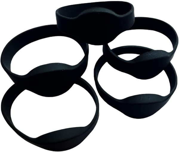 (5-pack) Black RFID Wristbands, Read-Only, Silicone, Door Opening, Access Control