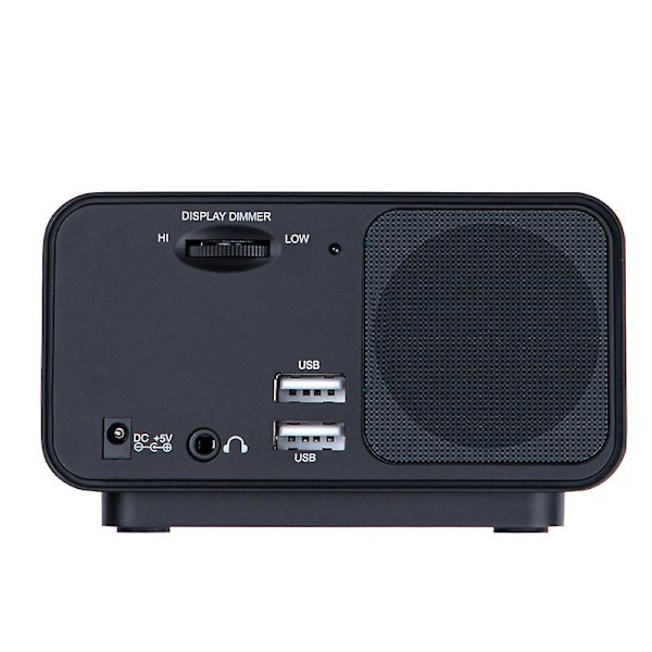 Väckarklocka med radio, USB-laddningsport, elektrisk klocka med ljusstyrkadimmer, justerbar alarm (1 st)