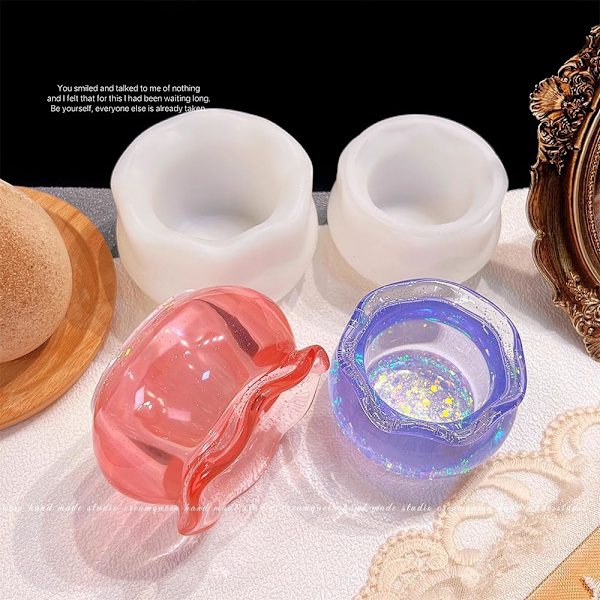 2 stk. Glas Resin Form Skål Silikonform Æske Epoxy Form DIY Støbningsform til Mini Akvarium, Smykkeskrin, Hjemmedekoration (L+S)