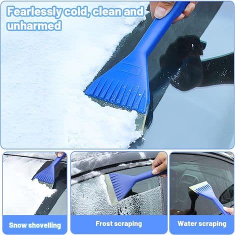 2-piece Car Windshield Ice Scraper, Soft Rubber Scraper with Handle for Scraping Water and Snow, 33x13cm