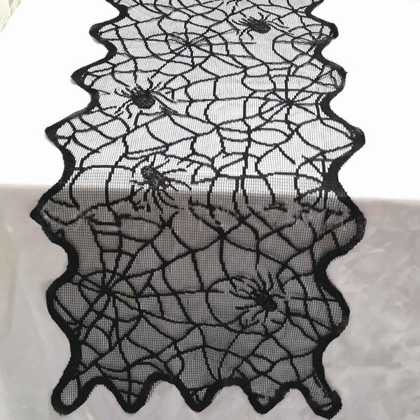 14x72 tum Halloween-duksvart spindelnät Polyester-duks