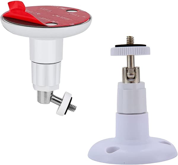 360 Degree Adjustable Screwless Mounting Bracket for Ring Camera, No Drilling, Adhesive Wall Mount, 2-Pack White