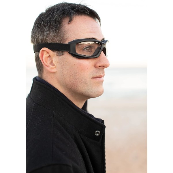 Genomskinliga glasögon för män Motorcykelglasögon: tunga körglasögon utan skumdesign,