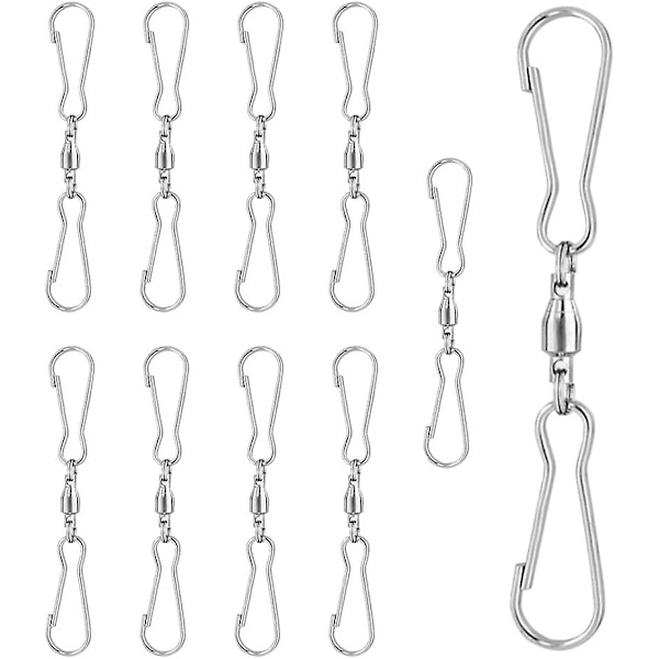 Dubbla Swivel-Hakeklippar i Rostfritt Stål 360° Rotationsbara Smidiga Snurrande Dubbla Swivel-Klippar för Att Hänga Vindspel Vindstrumpor Blomkrukor Växter Flaggor (10st)
