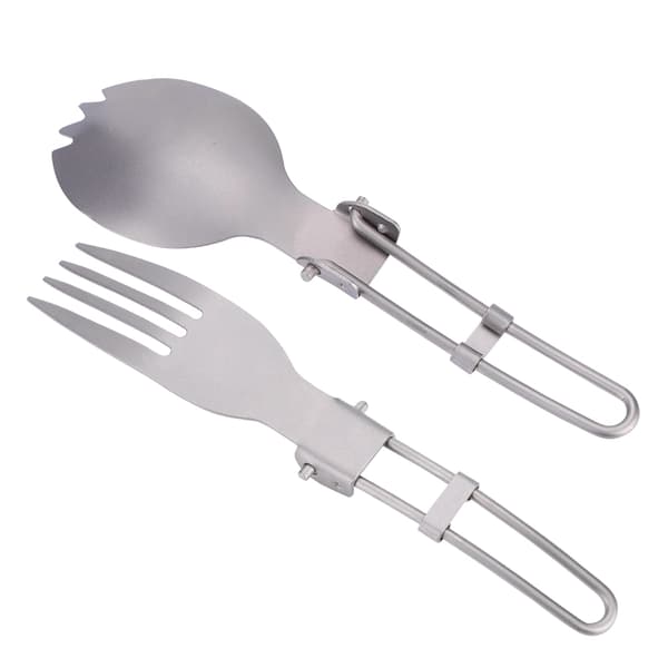 Portable Folding Titanium Spork Fork Outdoor Camping Cutlery Travel Tableware (Fork Spoon)