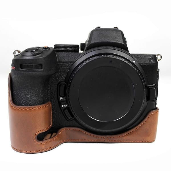 G4B PU Læder Kamerabeskyttelse Bundtaske Halvkropsbeskyttelse w4q med Batteriåbning til Nikon