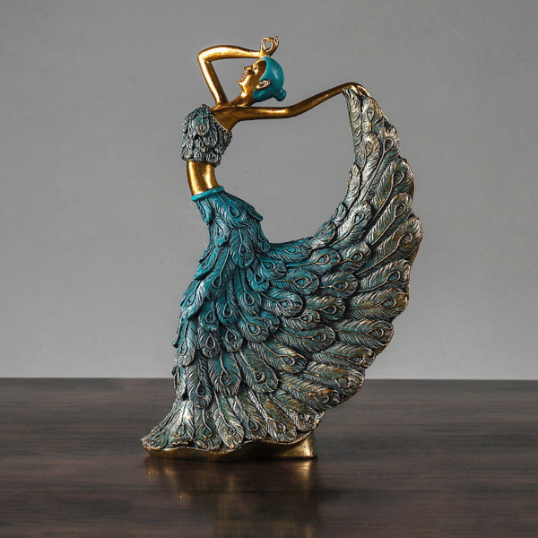 Resin Skulptur Bronze Ornamenter Peacock Dancing Figur