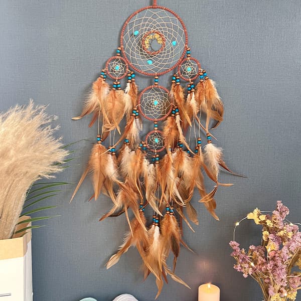Dreamcatcher with five rings and crystals coffee