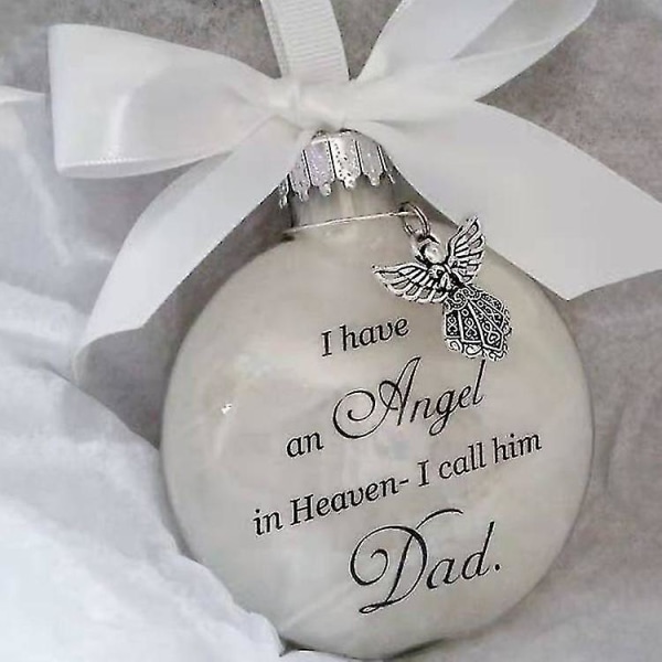 Christmas Ornament Feather Ball, Angel In Heaven Memorial Ornament For Loss Of Dad Brother Mom Daughter Forever In Our Heart(1pcs, White)