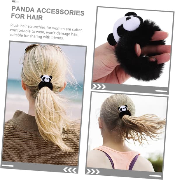 4 søde plys-panda-hårelastikker, elastiske hestehaleholdere, bløde hårbånd til kvinder, piger, drenge og piger, tilbehør