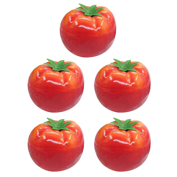 5 stk Simulerte Tomatmodeller Kunstige Livaktige Tomatmodeller Falske Tomatfigurer Utstillingsrekvisitter