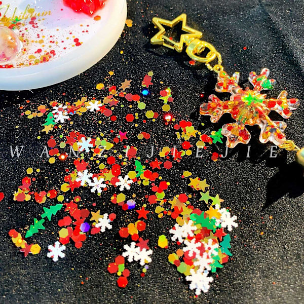 Julklappssnöflingor Nagel Sekvenser Glitter Naglar Glitter Vinter DIY Nageldekaler