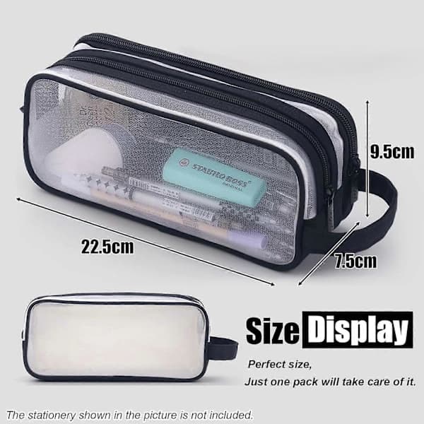 Pencil Case, Transparent Pencil Case, Office Pencil Case Black